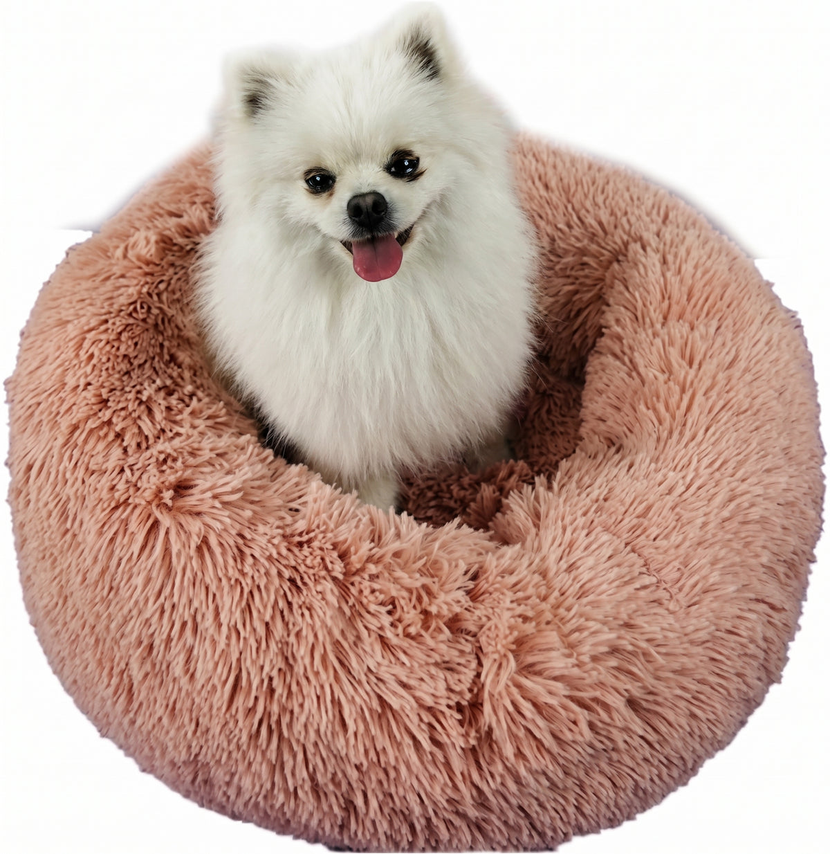 Calming Donut Dog Bed & Cat Bed, Round Plush Pet Bed with Raised Rim, Soft Cozy Sleeping Mat