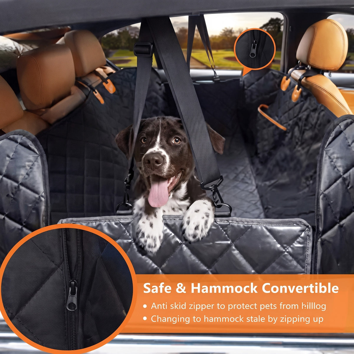 Universal Dog Car Seat Cover, Waterproof Pet Car Hammock for Back Seat, Breathable Polyester Dog Seat Protector with Mesh Window