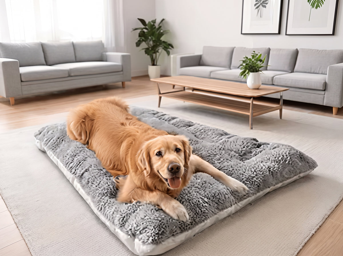 Extra Large Plush Dog Bed 120cm x 60cm, Soft Reversible Pet Bed Mat for Large Dogs & Cats, Cozy Washable Sleeping Mat