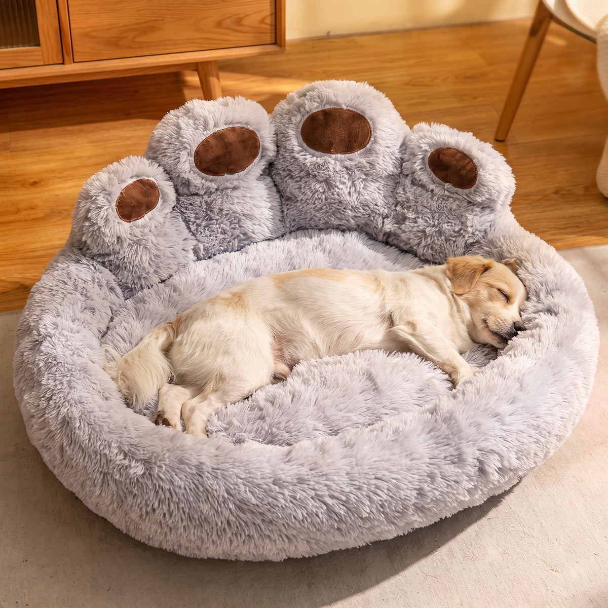 Warm Plush Dog Bed, Round Fleece-Lined Pet Bed for Small, Medium & Large Dogs