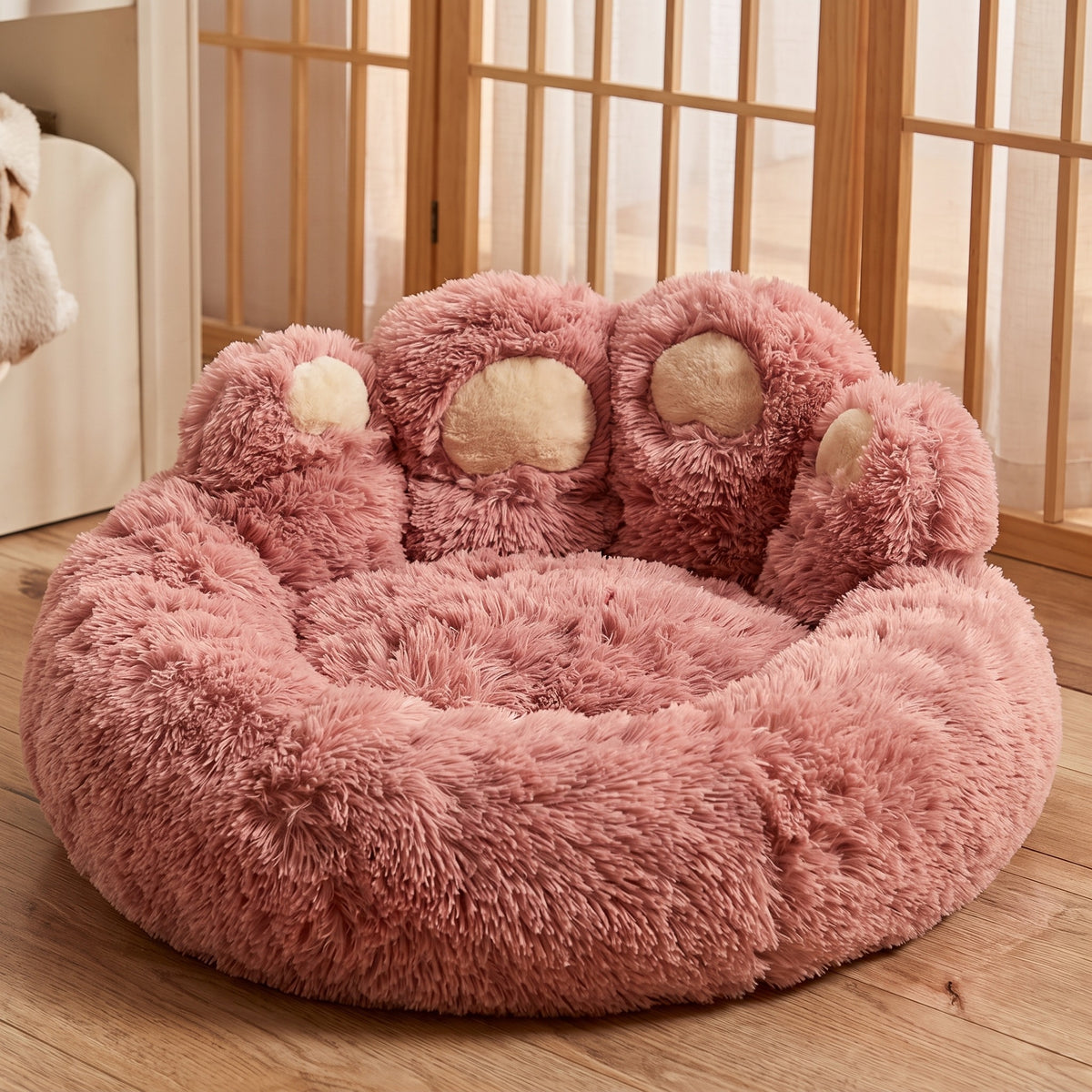 Warm Plush Dog Bed, Round Fleece-Lined Pet Bed for Small, Medium & Large Dogs