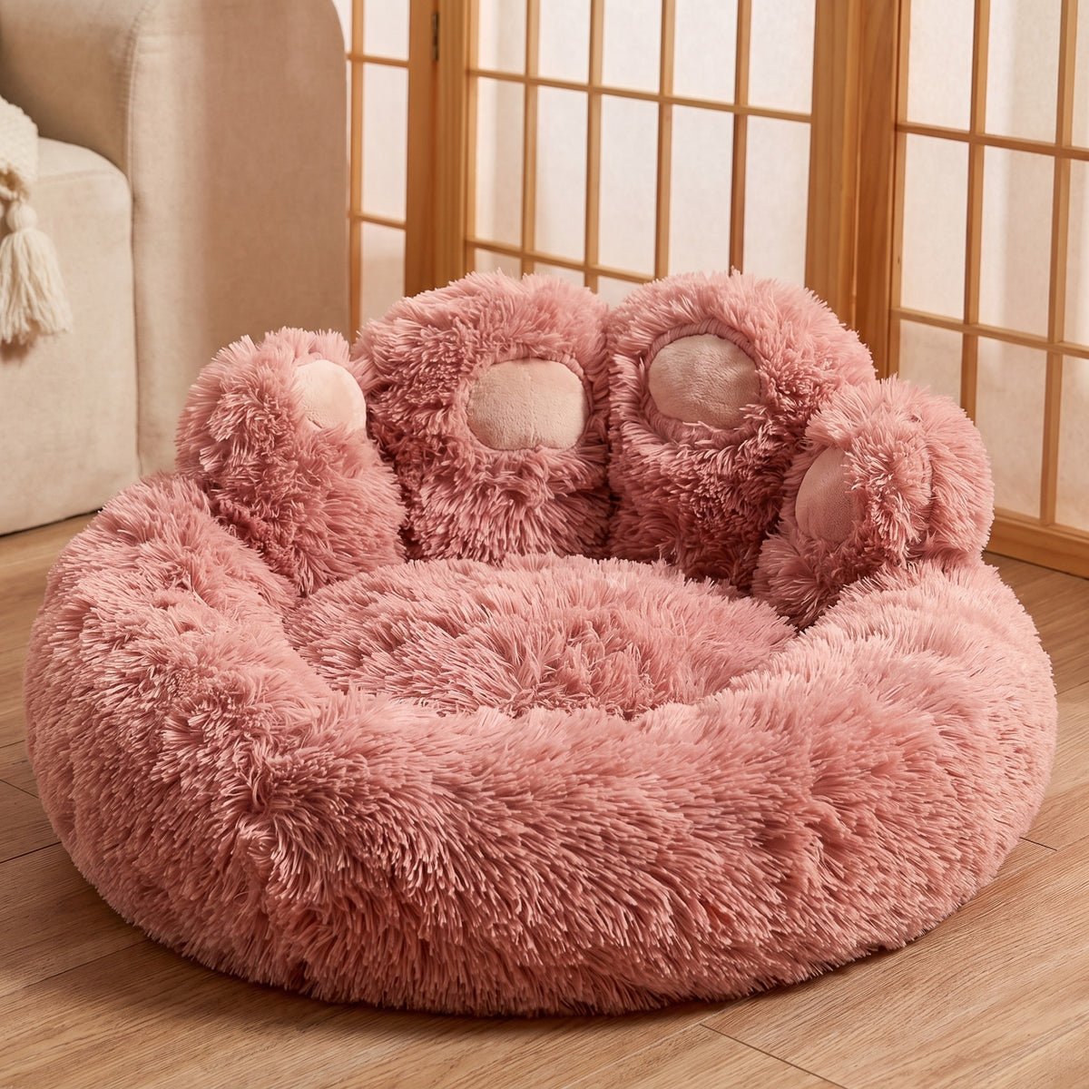 Warm Plush Dog Bed, Round Fleece-Lined Pet Bed for Small, Medium & Large Dogs