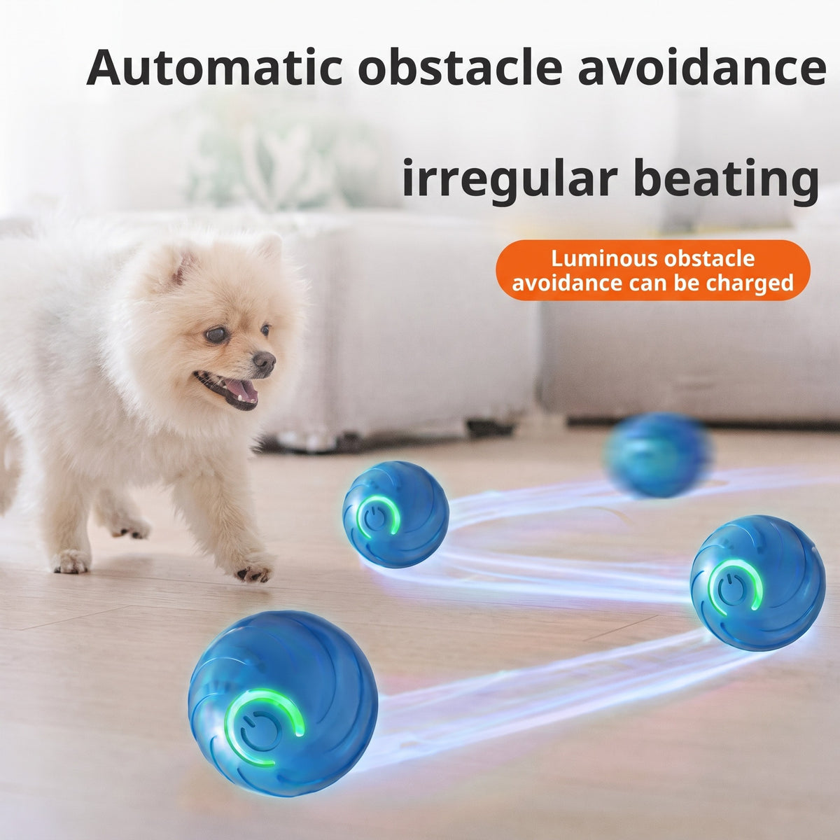Interactive Dog Ball Toy, Automatic Moving & Bouncing Pet Ball, USB Rechargeable Toy for Dogs & Cats